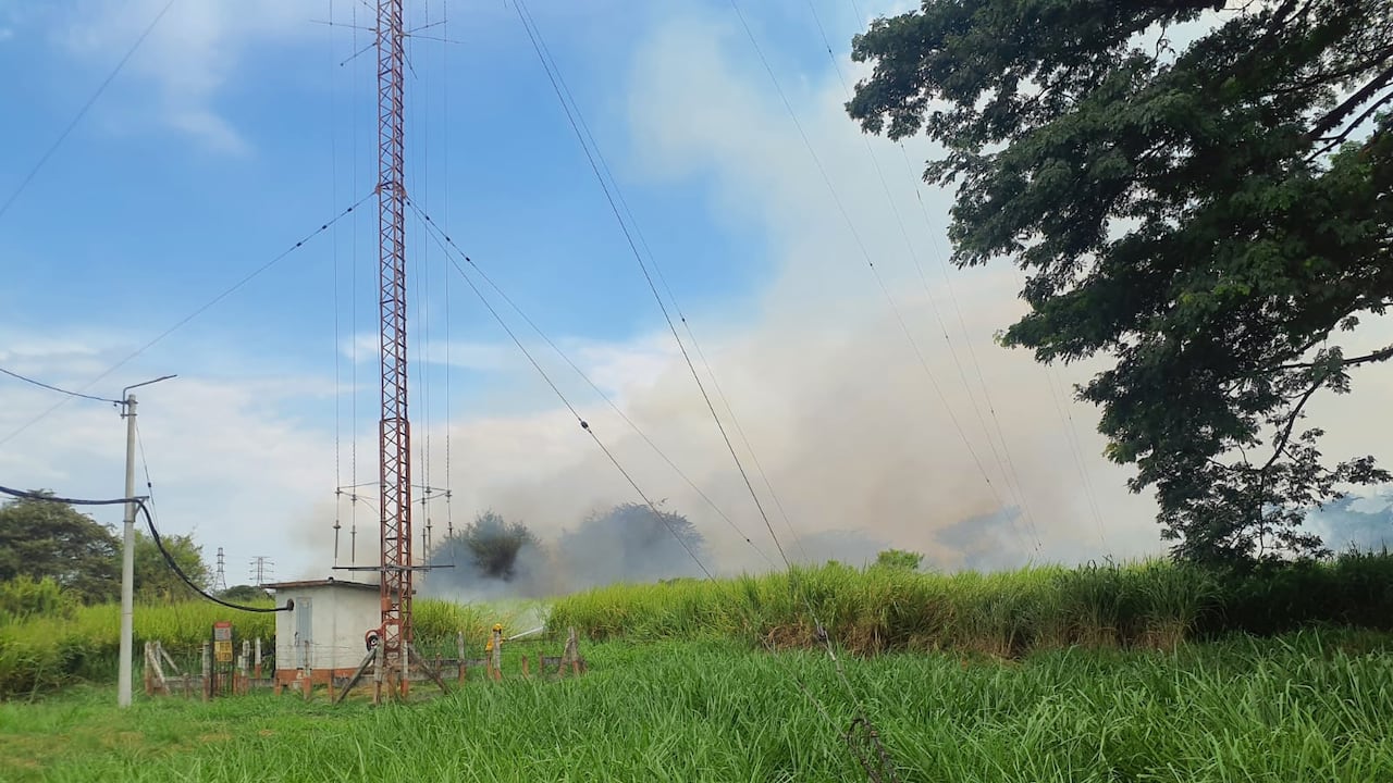 Incendio de vegetación en el barrio Mojica, en Cali.