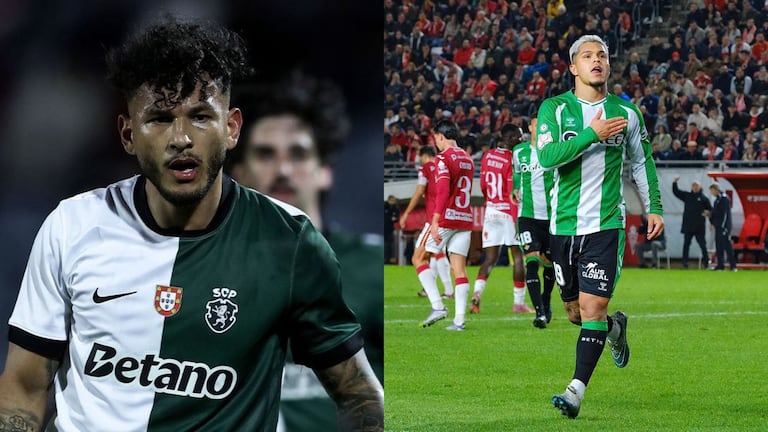 Luis Javier Suárez (izq.) y Juan Camilo 'Cucho' Hernández celebran sus goles en Europa.