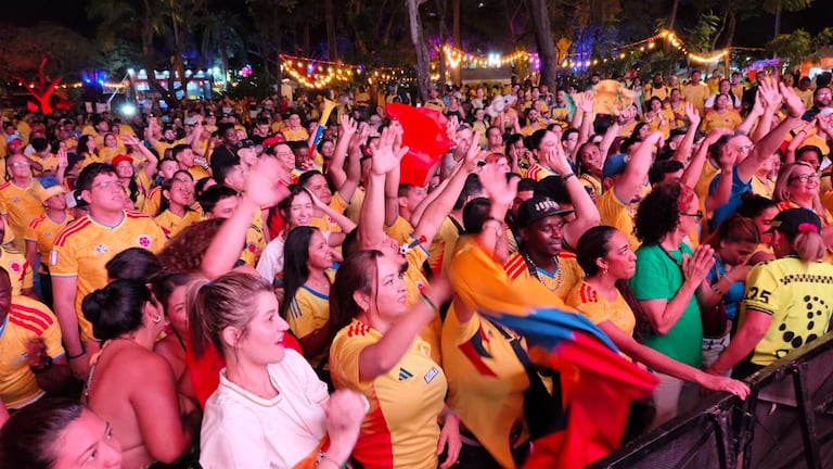 Caleños viendo el triunfo de la Selección Colombia frente a la RD Congo.