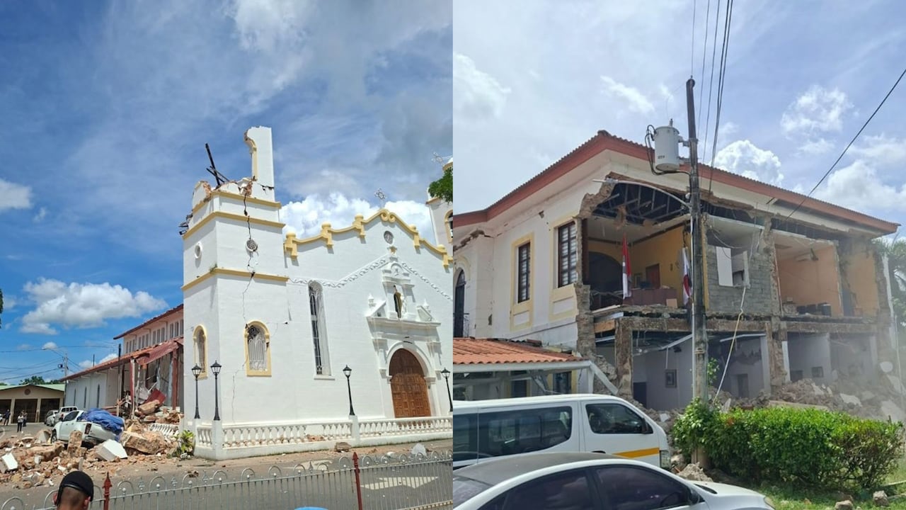 Edificaciones derrumbadas en Panamá como consecuencia del terremoto de este viernes 9 de octubre del 2026.