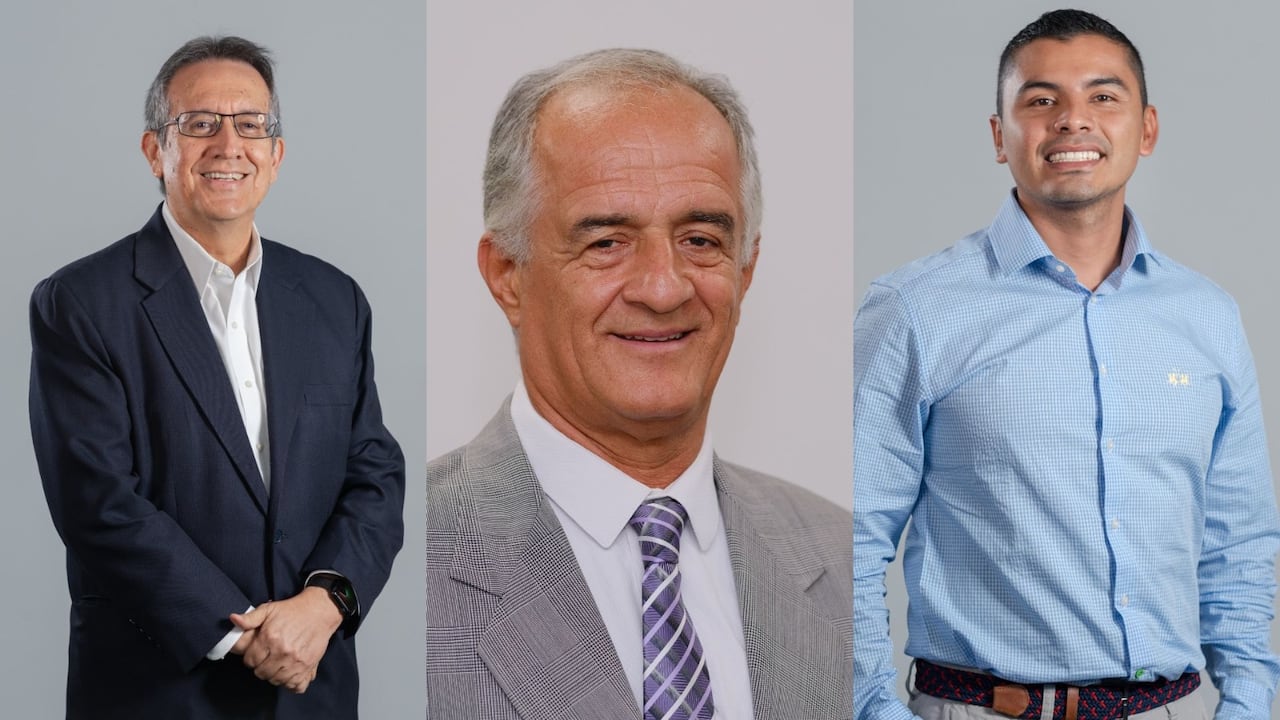 En la foto de izquierda a derecha aparecen el nuevo presidente y vicepresidentes de la Junta Directiva de la Cámara de Comercio de Cali: Humberto José Fernández Paz, presidente; Jairo de Jesús Ramírez Serna y Leonardo Andrés Rojas Barrero, vicepresindentes