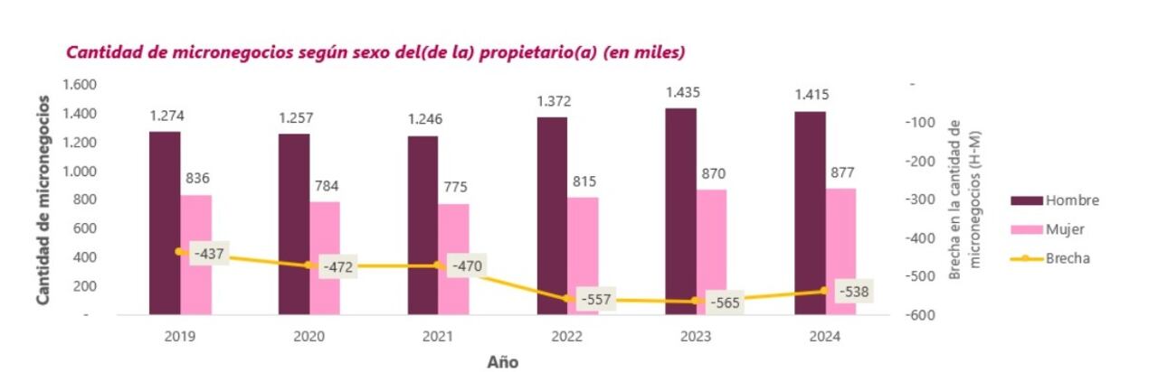 Esta es la participación de mujeres en micronegocios en Colombia.