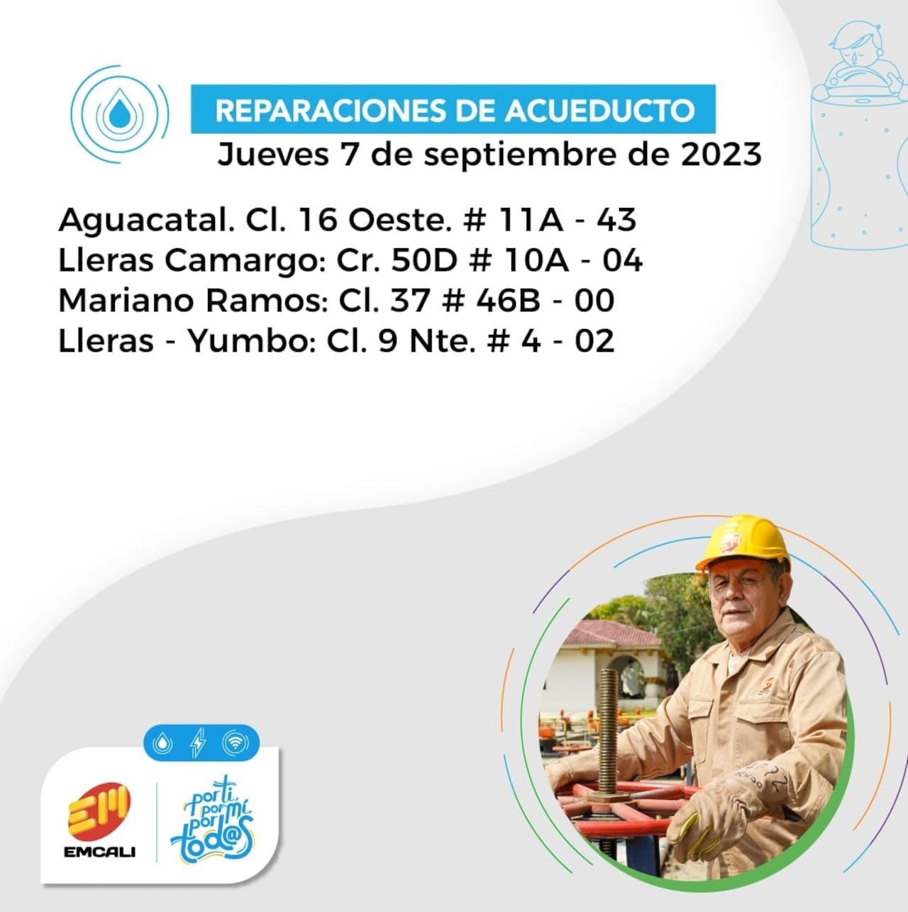 Reparaciones de acueducto - 7 de septiembre