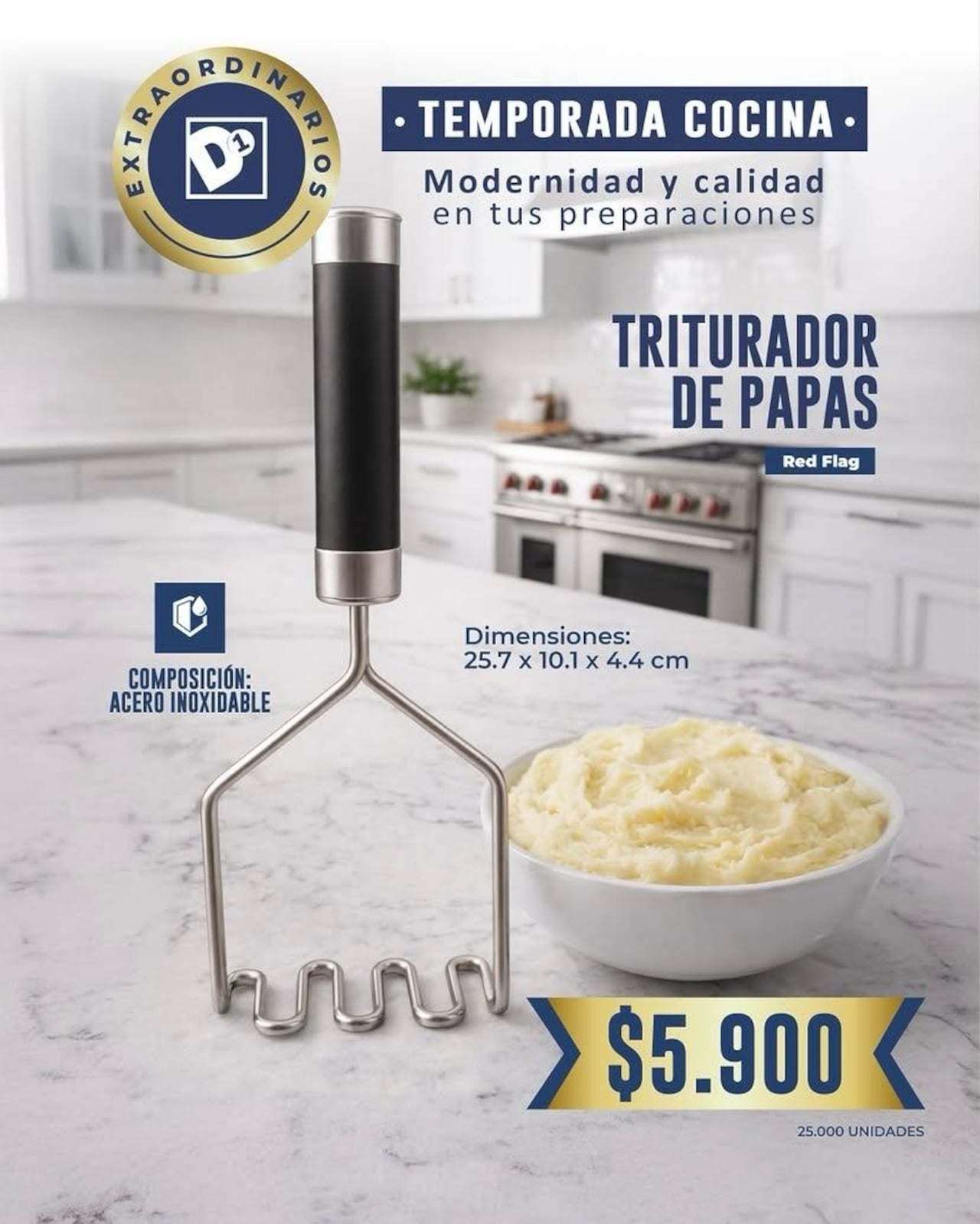 El triturador de papa es uno de los más buscados en Tiendas D1.