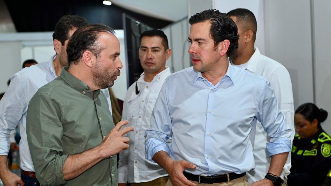 Alejandro Eder, alcalde de Cali, y Rodrigo Lara, ministro del Interior, se reúnen en Cali, tras cierre de fase de búsqueda de personas por el terremoto