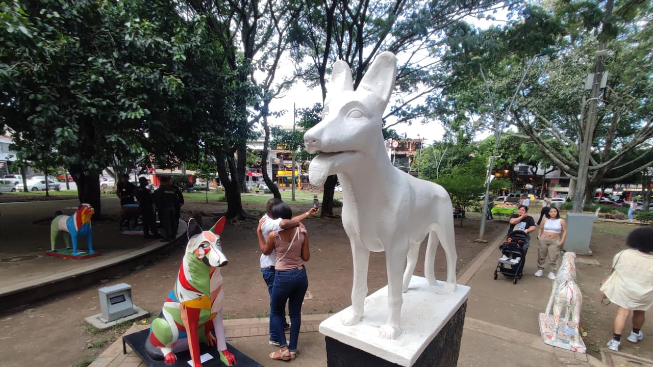 Cali: Durante el fin de semana se llevó a cabo en el Parque del Perro la iniciativa " La novia de Teddy y sus amigos" una exposición de 15 figuras caninas de diferentes artistas nacionales, organizada por los comerciantes del sector y diferentes autoridades. foto José L Guzmán. El País