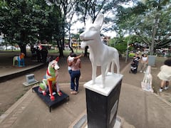 Cali: Durante el fin de semana se llevó a cabo en el Parque del Perro la iniciativa " La novia de Teddy y sus amigos" una exposición de 15 figuras caninas de diferentes artistas nacionales, organizada por los comerciantes del sector y diferentes autoridades. foto José L Guzmán. El País