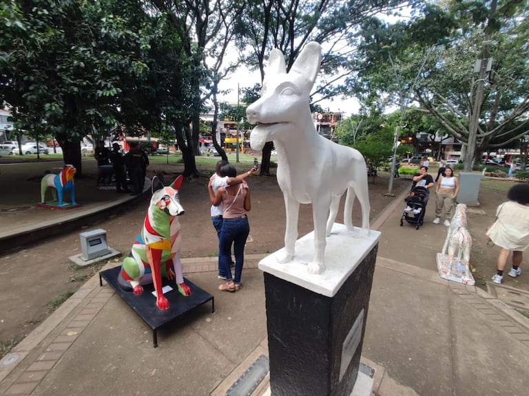 Cali: Durante el fin de semana se llevó a cabo en el Parque del Perro la iniciativa " La novia de Teddy y sus amigos" una exposición de 15 figuras caninas de diferentes artistas nacionales, organizada por los comerciantes del sector y diferentes autoridades. foto José L Guzmán. El País