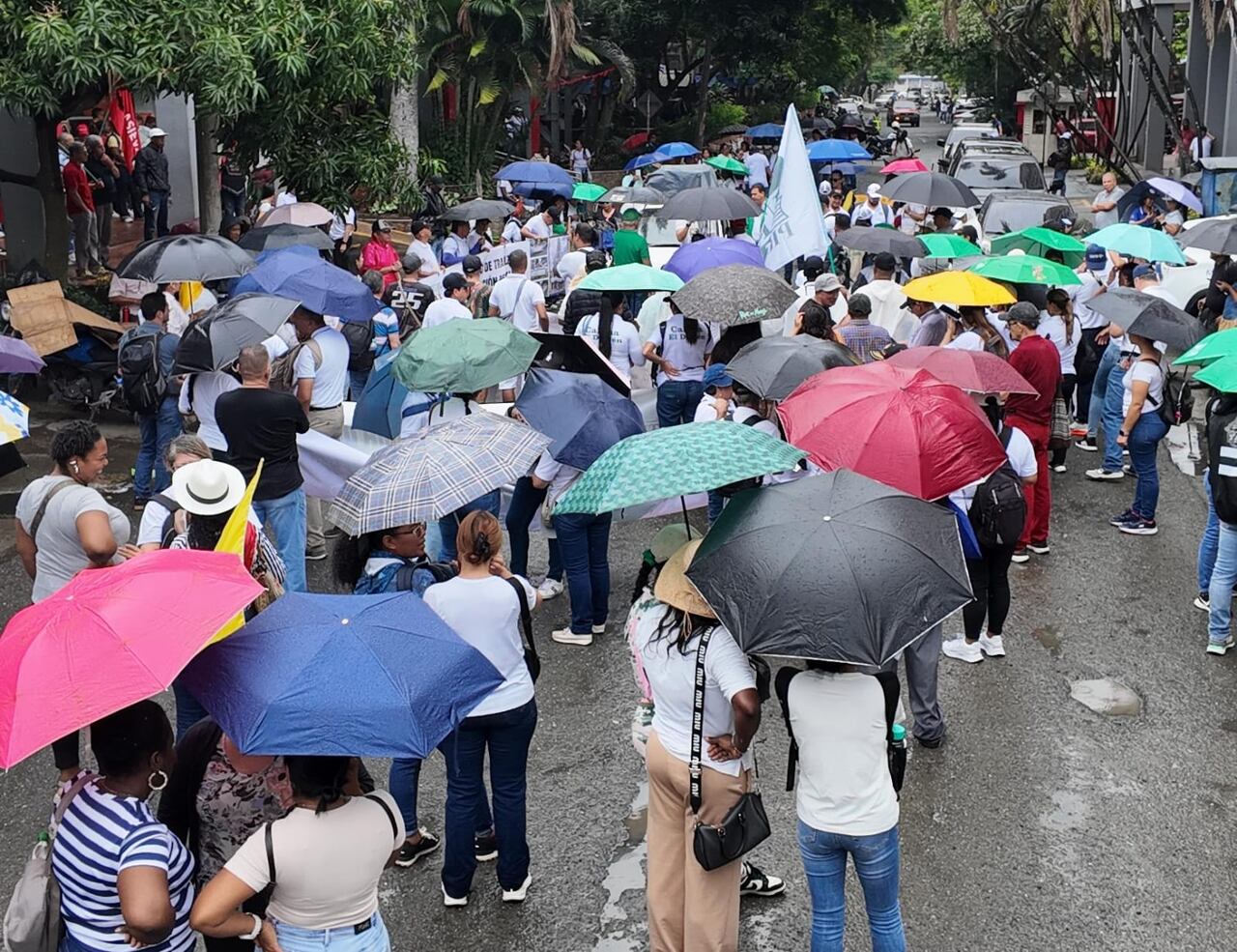 Así se desarrolla el paro nacional de maestros en Cali este 15 de abril.