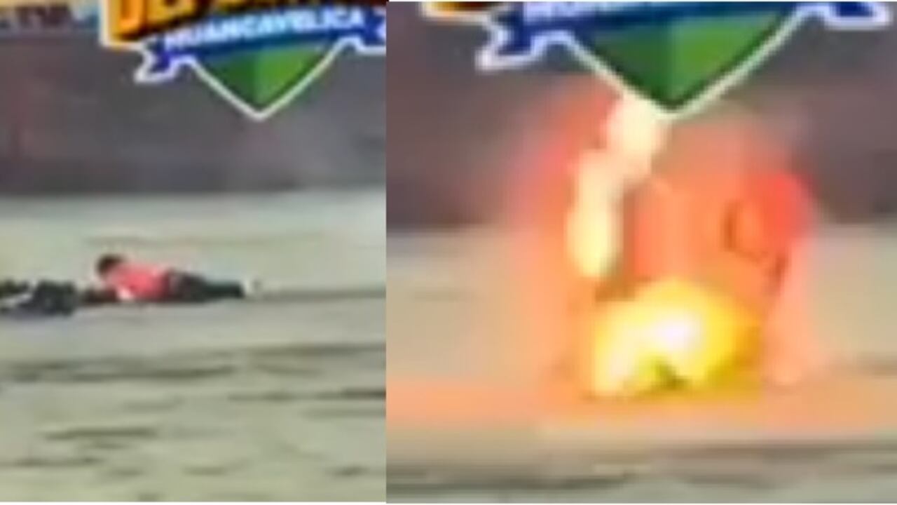 Momento en el que un rayo impacta a varios jugadores de fútbol en Perú.