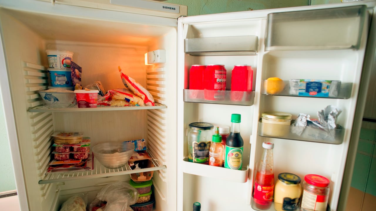 Brittany, France, Europe - 2014: Refrigerator Or Fridge With Door Open