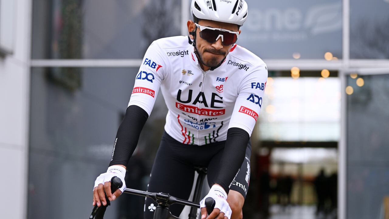 BREDENE, BELGIUM - MARCH 15: Juan Sebastian Molano of Colombia and UAE Team Emirates prior to the 22nd Bredene Koksijde Classic 2024 a 201.2km one day race from Bredene to Koksijde on March 15, 2024 in Bredene, Belgium. (Photo by Luc Claessen/Getty Images)