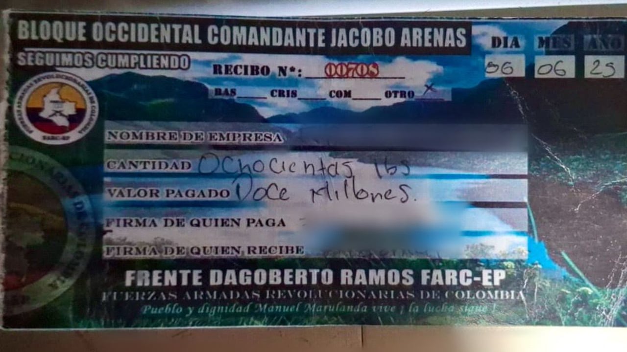 Este es un recibo de pago decomiso a un traficante que se vio obligado a pagar ese valor al momento de movilizar un cargamento de este alucinógeno desde el Cauca hacia el exterior.
