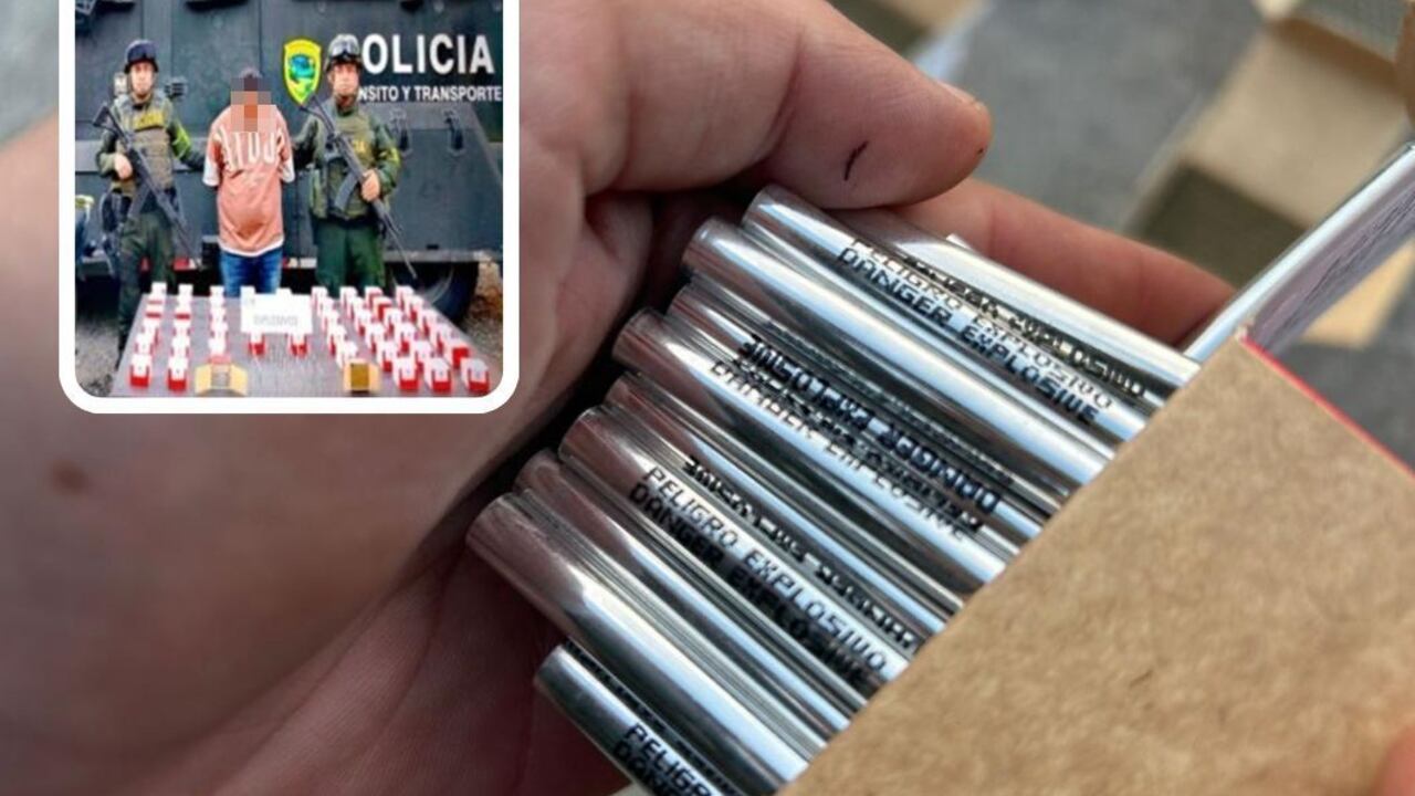 Este fue el momento de la captura de este sujeto tras sorprendido transportando cien unidades de fulminantes comunes, elementos que son usados para la activación de explosivos.