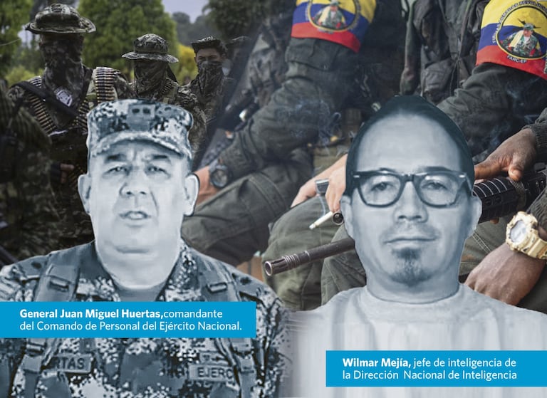 Wilmar Mejía, funcionario del Departamento de Inteligencia, el general Juan Miguel Huertas, del Ejército Nacional y alias Calarcá, se vieron involucrados en el escándalo que reveló Caracol Noticias.