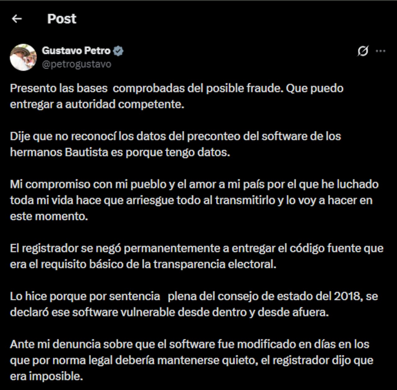 Este pronunciamiento de la cúpula judicial se produce de forma simétrica a las reiteradas declaraciones del presidente, Gustavo Petro.
