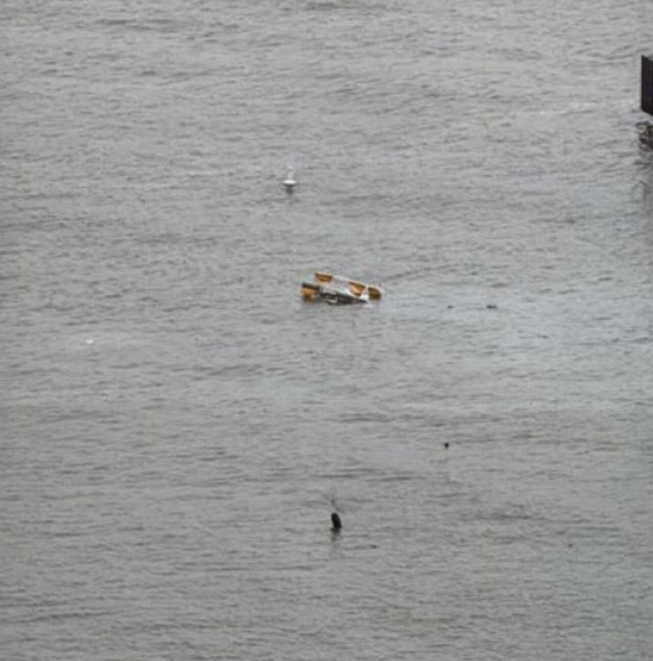 Equipos de rescate se encuentran en labores de rescate en el río Hudson.