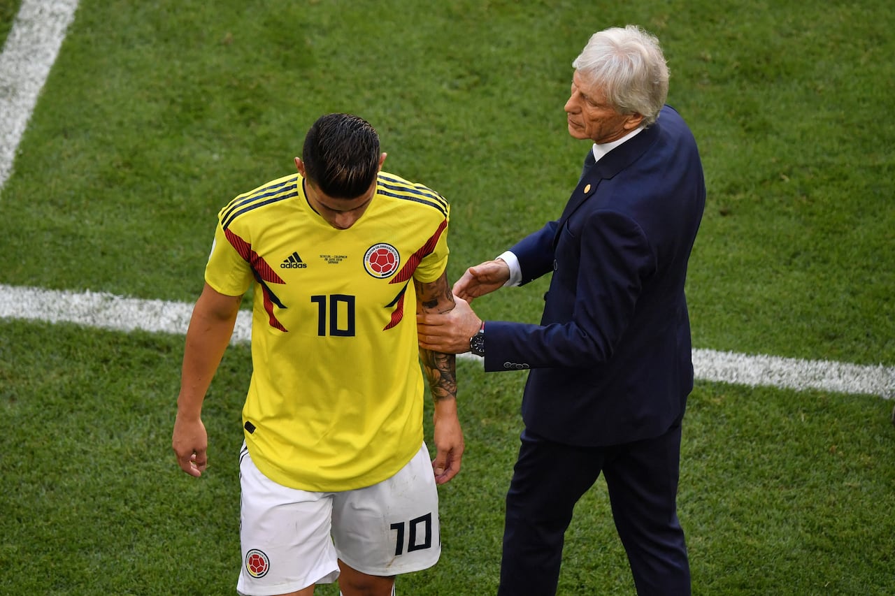 James Rodríguez no tuvo un buen rendimiento durante el Mundial de Rusia 2018. Pekérman era el seleccionador en ese momento.