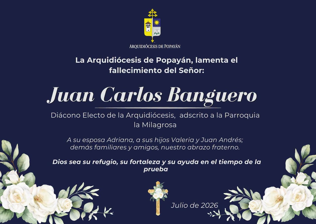 La comunidad católica de Popayán se unió en oración por el eterno descanso de Juan Carlos Banguero, recordándolo como un hombre de fe, solidaridad y profundo compromiso con el servicio a los demás.