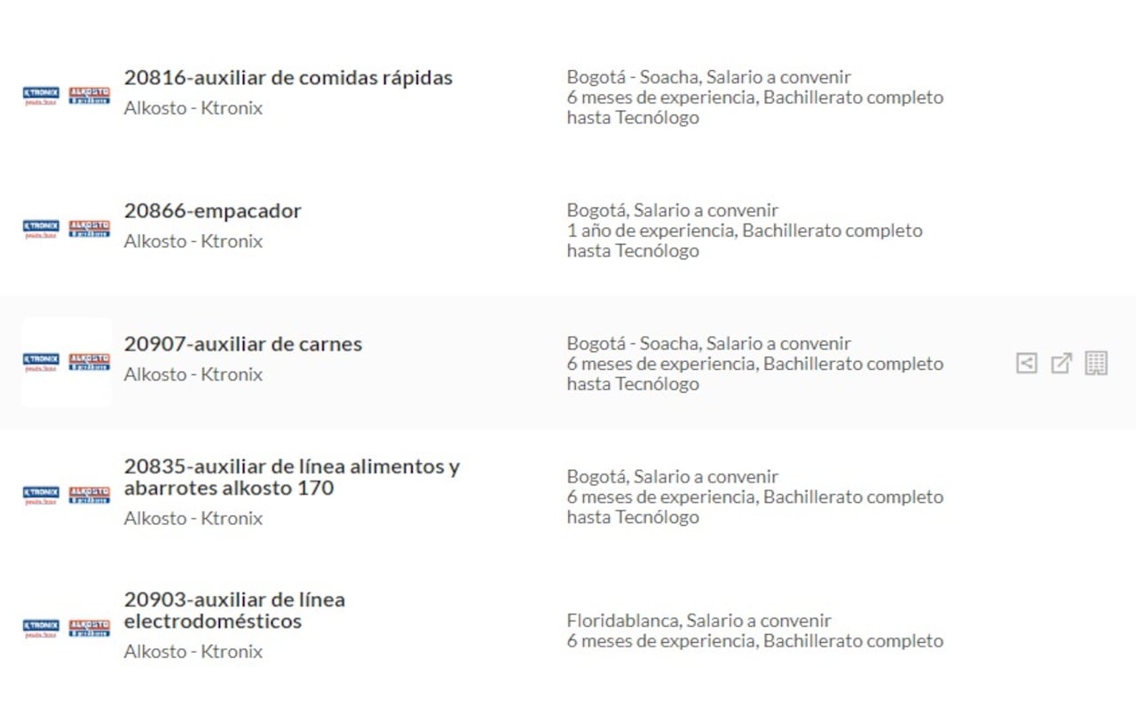 Ofertas laborales de Alkosto