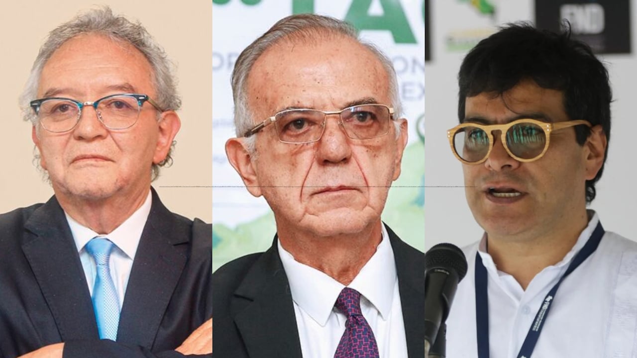 El exdirector del DNI, Jorge Lemus, el exministro de Defensa, Iván Velásquez, y el excomisionado Danilo Rueda.