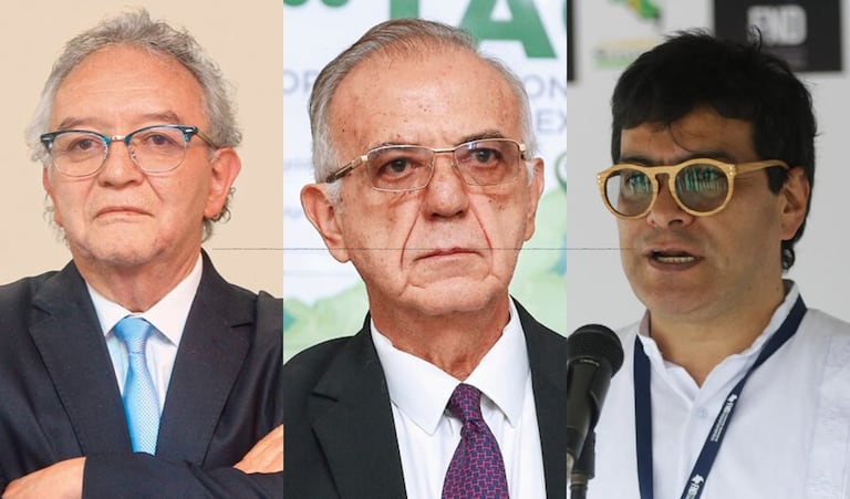 El exdirector del DNI, Jorge Lemus, el exministro de Defensa, Iván Velásquez, y el excomisionado Danilo Rueda.