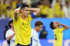 Cristiano Ronaldo, delantero portugués del Al-Nassr (número 07), reacciona durante la final de la Segunda Liga de Campeones de la AFC 2026 entre el Al-Nassr y el Gamba Osaka en el estadio Al-Awwal Park de Riad, el 16 de mayo de 2026. (Foto de Fayez NURELDINE / AFP)