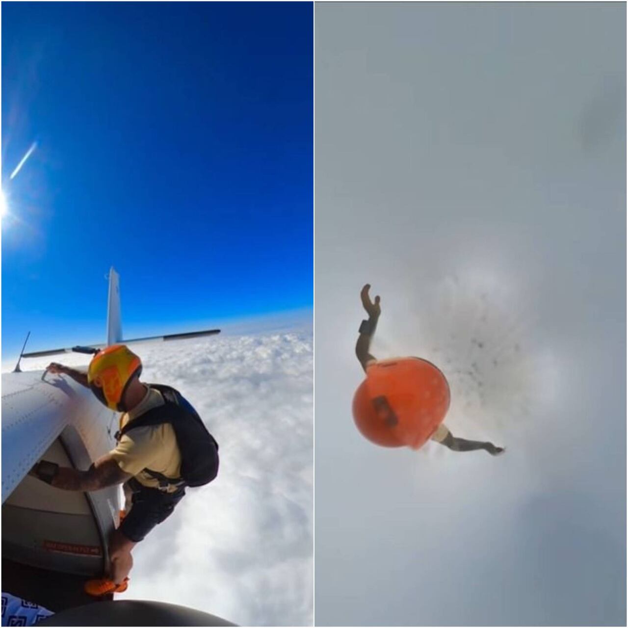 Paracaidista Eric Finat atravesó por una nube tras lanzarse de un avión