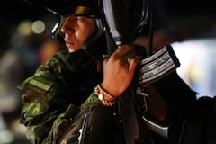 Dispositivo de seguridad Ejército Nacional, en el puente internacional Francisco de Paula Santander, en Cúcuta Norte de Santander.