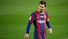Lionel Messi mientras vestía los colores del Barcelona en el 2020.