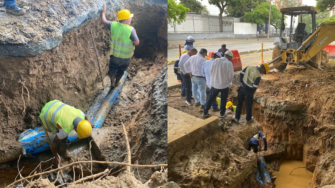 Trabajos de reparación de tuberías de la red de acueducto por parte de Emcali