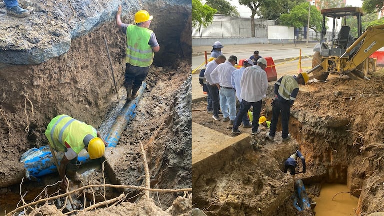 Trabajos de reparación de tuberías de la red de acueducto por parte de Emcali