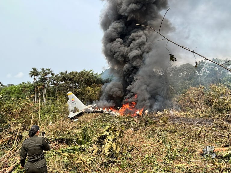 Este es el avión Hércules de la FAC accidentado en Puerto Leguízamo, Putumayo.