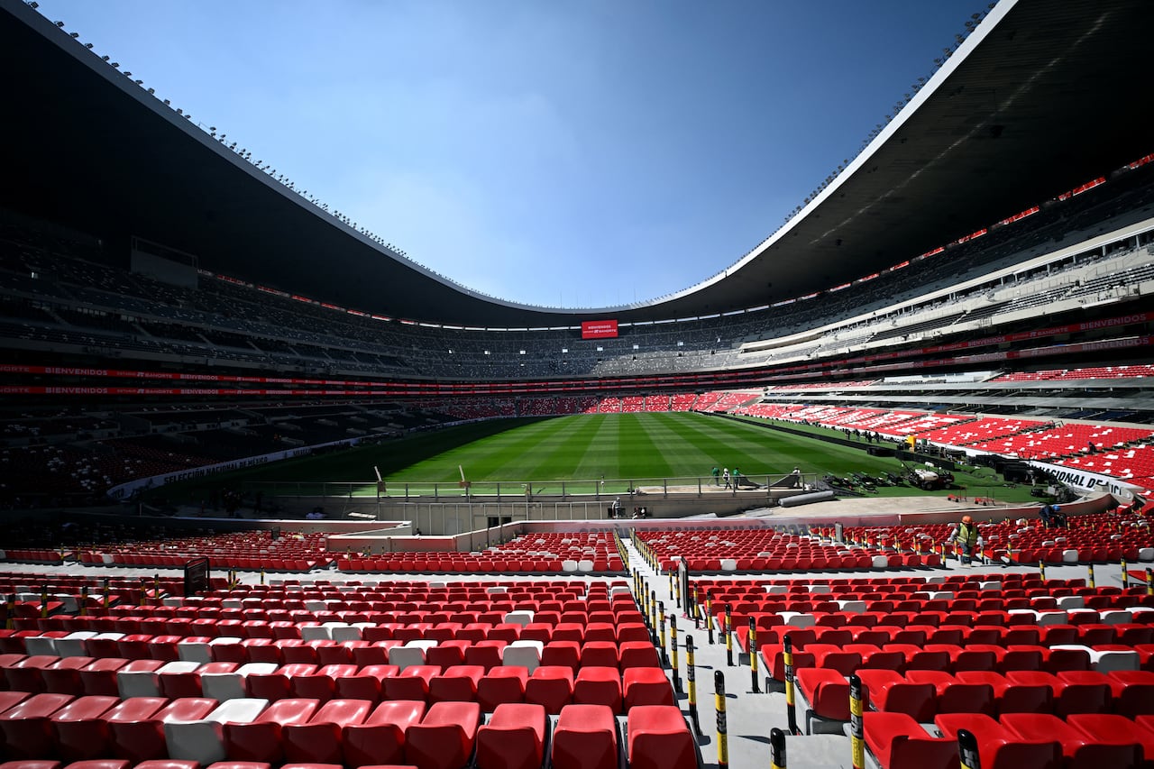 Esta imagen muestra una vista general del recién renovado Estadio Banorte, anteriormente Estadio Azteca, en la Ciudad de México, el 27 de marzo de 2026. El estadio será sede del partido inaugural de la Copa Mundial de la FIFA 2026 entre México y Sudáfrica el 11 de junio de 2026. (Foto de Alfredo ESTRELLA / AFP)