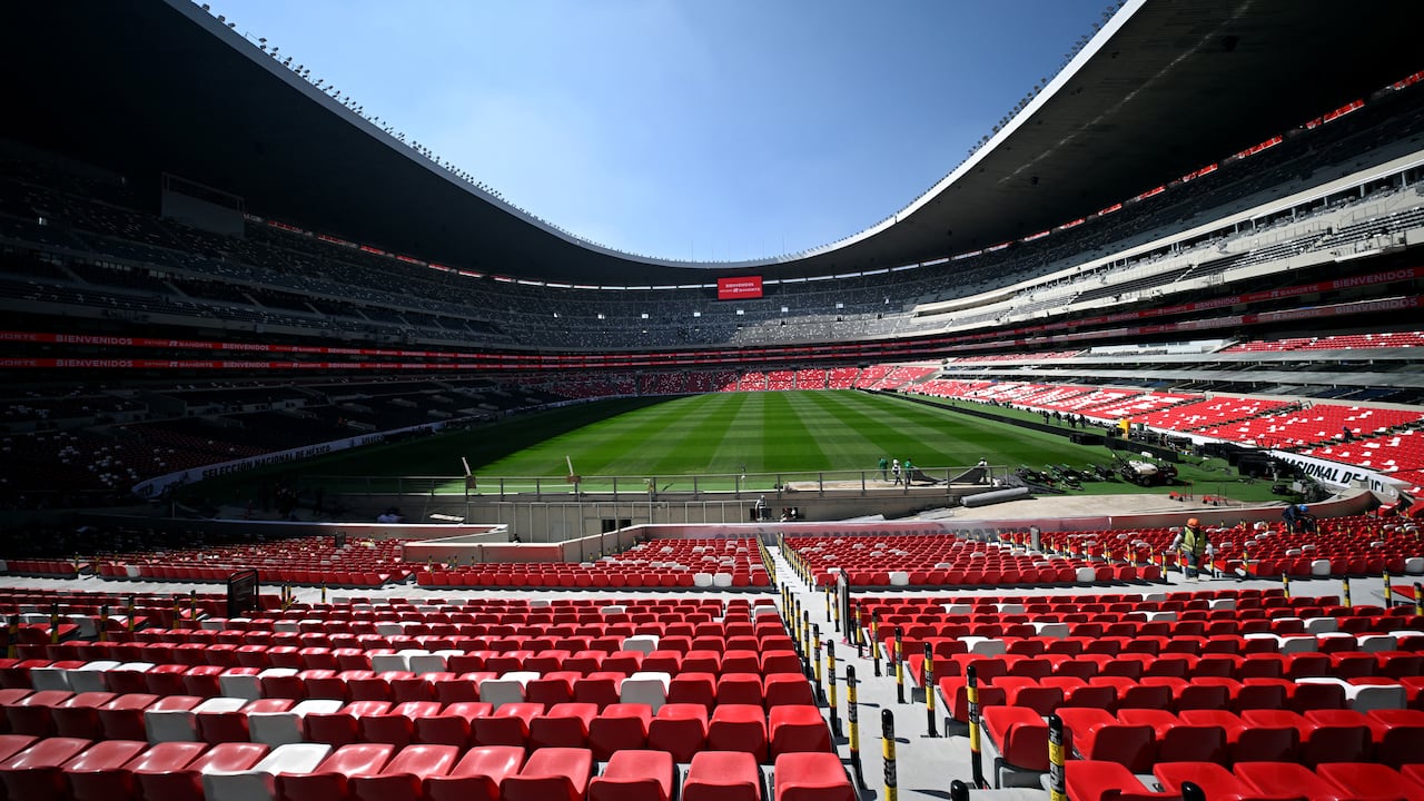 Esta imagen muestra una vista general del recién renovado Estadio Banorte, anteriormente Estadio Azteca, en la Ciudad de México, el 27 de marzo de 2026. El estadio será sede del partido inaugural de la Copa Mundial de la FIFA 2026 entre México y Sudáfrica el 11 de junio de 2026. (Foto de Alfredo ESTRELLA / AFP)