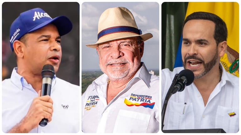 El alcalde de Sincelejo, Yahir Acuña, el papá del presidente, Abelardo De La Espriella Jurís y el mandatario colombiano Abelardo De La Espriella.