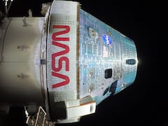 This handout picture provided by NASA shows the Orion spacecraft captured by a camera mounted on one of its solar array wings during a routine external inspection of the spacecraft on the second day into the Artemis II mission, on April 3, 2026. As Artemis II astronauts forged ahead on their lunar mission, NASA released initial images taken from the Orion spacecraft, including a full portrait of Earth featuring its deep blue oceans and billowing clouds. After a flurry of high-stakes activity including a dramatic blast-off and an engine firing that catapulted them on their historic trajectory to circle the Moon, the four astronauts aboard were able to catch their breath, even as they continued to perform a variety of equipment checks and tests. (Photo by NASA / AFP) / RESTRICTED TO EDITORIAL USE - MANDATORY CREDIT "AFP PHOTO / NASA" - NO MARKETING NO ADVERTISING CAMPAIGNS - DISTRIBUTED AS A SERVICE TO CLIENTS