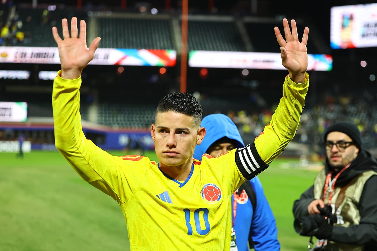James Rodriguez, wearing number 10, comes off the pitch after the International Friendly soccer match against Australia at Citi Field in Corona, N.Y., on November 18, 2025. (Photo by Gordon Donovan/NurPhoto) (Photo by Gordon Donovan / NurPhoto via AFP)