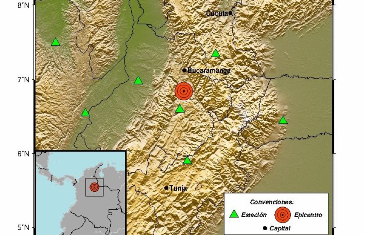 El temblor se registró en Los Santos, Santander.
