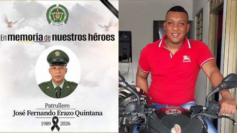 La víctima fue identificada como el patrullero José Fernando Erazo Quintana de 37 años de edad.