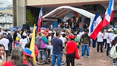Manifestantes se concentraron en la Plazoleta de San Francisco durante jornada de protestas en Cali, 15 de enro de 2026.