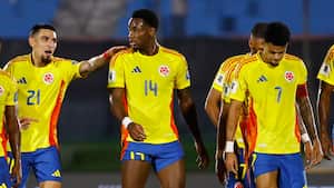 Daniel Muñoz, Jhon Durán y Luis Díaz con la Selección Colombia.