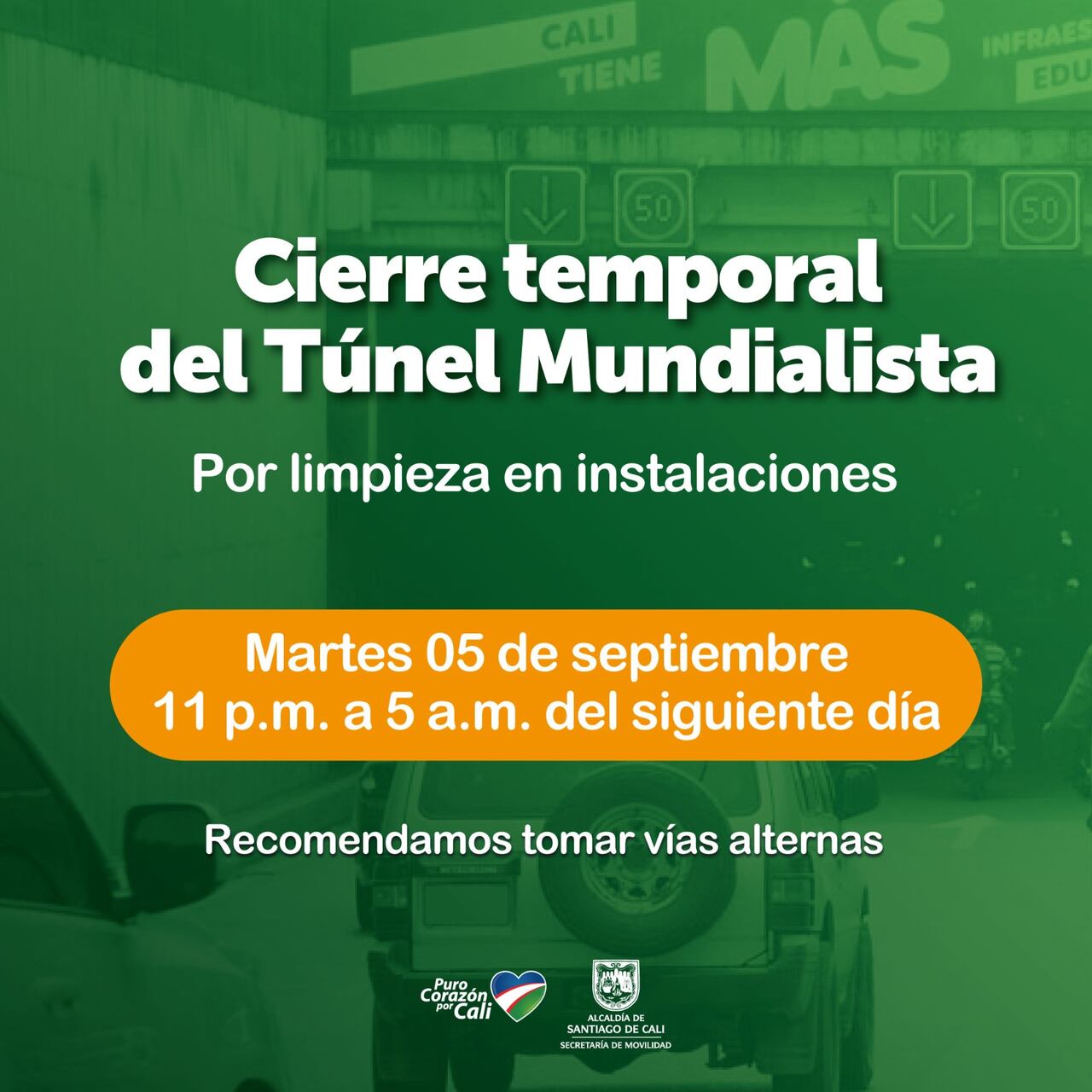 Cierre temporal de túnel mundialista.