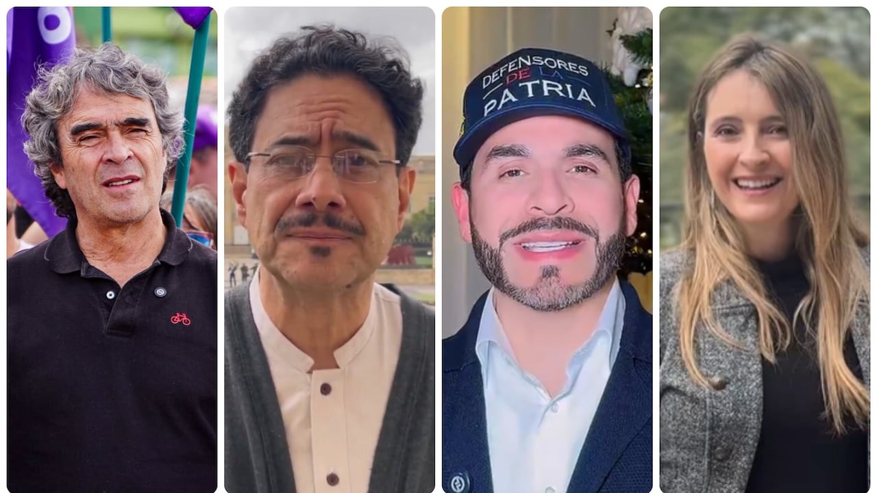 Sergio Fajardo, Iván Cepeda, Abelardo de la Espriella y Paloma Valencia, precandidatos a la presidencia de Colombia.