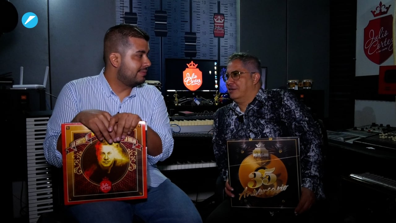 Mario Lozada junto a Julio Cortés. ”En Cali hay muy buenos proyectos, ejecutantes, tremendos talentos, no solo en la percusión, en piano, en vientos”.