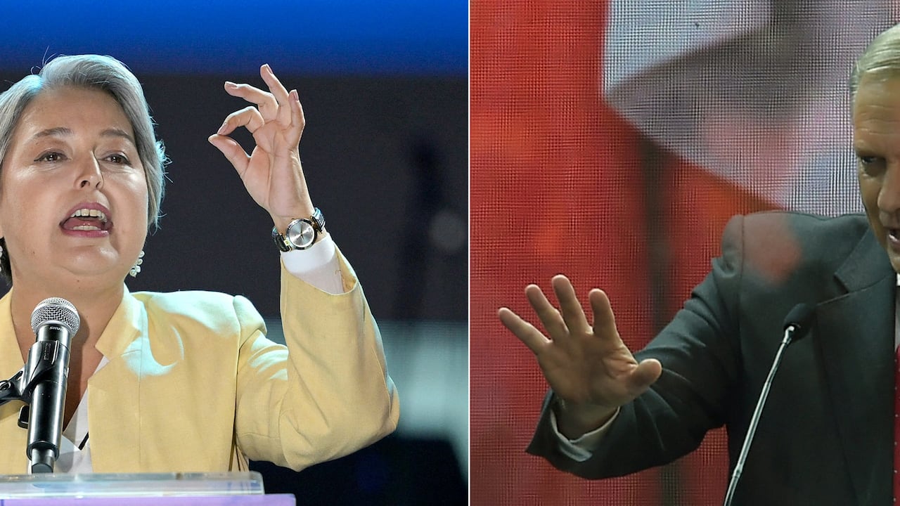 Jeannette Jara (izquierda), de la coalición Unidad por Chile, y José Antonio Kast (derecha), del Partido Republicano