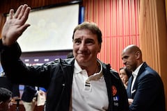 Bogotá. Mayo 14 de 2026. El director técnico de la Selección Colombia Néstor Lorenzo ofreció una atención a medios de comunicación en la que entregó detalles sobre la lista preliminar de 55 jugadores convocables de cara a los próximos compromisos del combinado nacional.(Colprensa - Cristian Bayona).