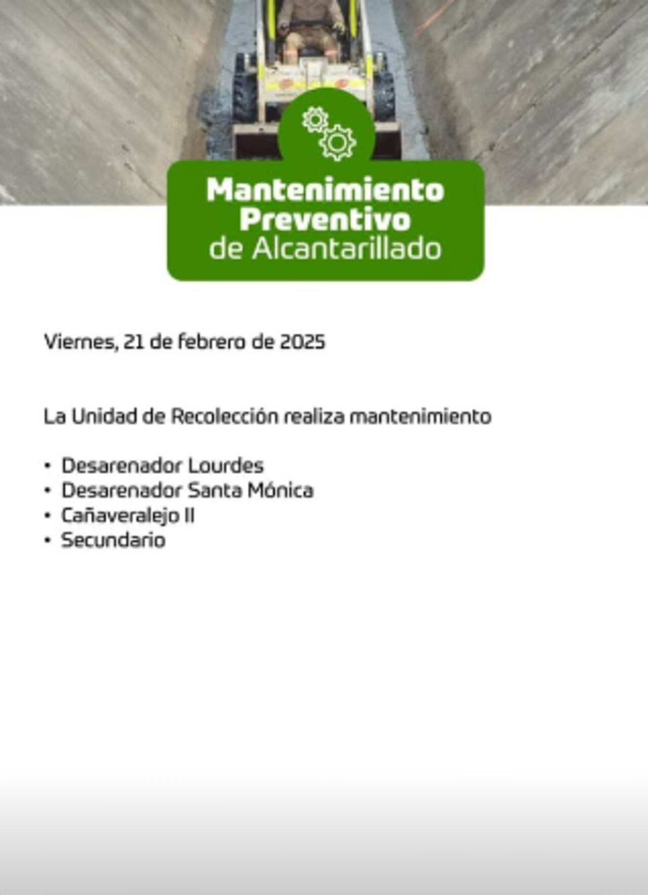 Mantenimiento preventivo de alcantarillado