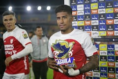 Bogotá. Noviembre 13 de 2025. Independiente Santa Fe enfrenta a Alianza Valledupar FC, por encuentro válido de la Liga BetPlay II 2025 de la fecha 20, en el Estadio Nemesio Camacho El Campín. (Colprensa - Cristian Bayona).