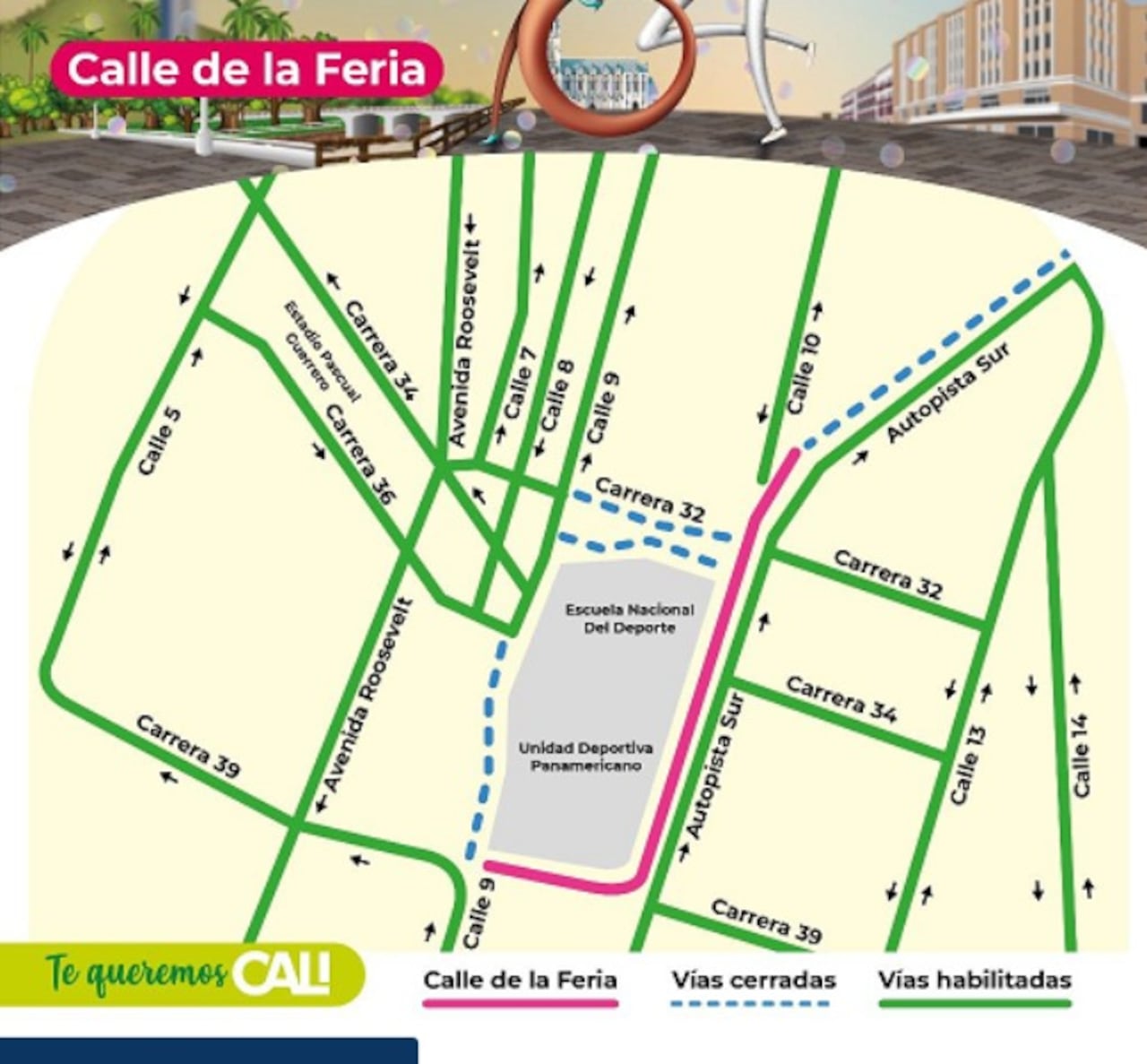 Cierres de la Autopista Sur en la Feria de Cali